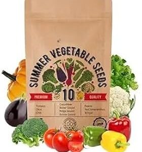 Devender Farm Summer Vegetable Seeds Kit, 10 Varieties, Non-GMO Seeds for Home Garden