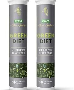 IFFCO Urban Gardens - Green Diet, 60 tabs - Organic Plant Food For Potted Indoor & Outdoor plants, Balanced Macro & Micro Nutrients - Effervescent Tablets