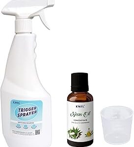 KWEL Neem Oil for Plants Organic eco-Friendly Pesticide to Reduce Harmful pest and fungus 100 ML (Pack of 1) And Spray Bottle White 500 ML (Pack of 1)
