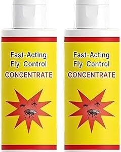 Fast-Acting Fly Control Concentrate (Pack Of 2 Each 100ml), Powerful Dilutable Formula, Fly Killer & Repellent, Water-Based Insect Spray for Indoor & Outdoor Use, For Homes, Hotels, Farms, Food Areas