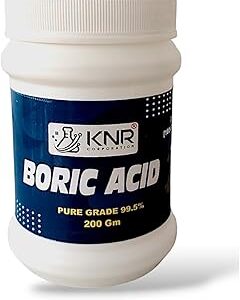 KNR Corporation Boric Acid Powder For Cockroaches, Termites | Rice Preservative | Carrom Powder| Multi Purpose Pure Grade 99.5% Boric Acid (200Gm jar Pack)