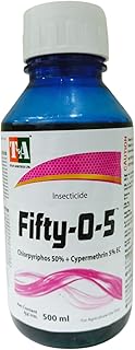 Titan Agritech Limited Fifty-O-5 | Chlorpyriphos 50% + Cypermethrin 5% EC | Termite, Borer & Prodenia Control in Buildings & Soil | Long-Lasting Termite Killer Chemical 500ml