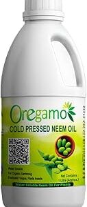 Oregamo Pure Cold Pressed Water Soluble Organic Neem Oil for Spray on Plants and Garden 1000 milliliters (with ml cup, spray bottle)