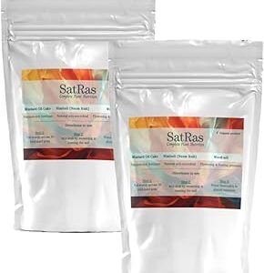 SatRas Plant Growth Promoter, 3-in-1, Mustard Oil Cake, Neem Seeds, Wood-ash, 100% Natural, Organic, Chemical Free, NPK, Micronutrients, Insect and Pest Control, Soil health (Pack of 2)