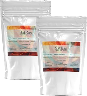 SatRas Plant Growth Promoter, 3-in-1, Mustard Oil Cake, Neem Seeds, Wood-ash, 100% Natural, Organic, Chemical Free, NPK, Micronutrients, Insect and Pest Control, Soil health (Pack of 2)