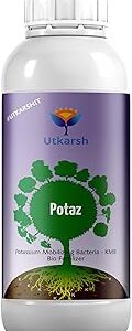 Utkarsh Potassium Solubilizing Bacteria - KSB, Liquid Bio Fertilizer for Plants Growth, Enhances Water Retention and Size, Colour, Quality & Yield of Fruits, Crops | Potaz (1 Lit; Pack of 1)