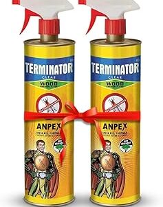 Terminator Eco-Friendly Termite Killer Spray| 1 Ltr, Pack of 2 | Wood Preservative and Termite, Borer and Insect Repellent for Home, Kitchen, and Offices