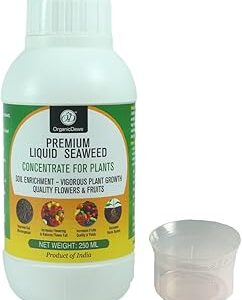 OrganicDews Liquid Seaweed Concentrate for Plants 250 ml with Measuring Cup 25 ml Fertilizer for All Indoor and Outdoor Plants 250 ml