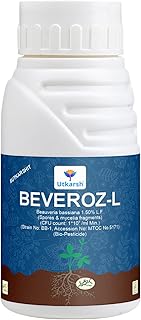 Utkarsh Beauveria Bassiana 1 x 10^8 CFU/ml min. | Western Flower Thrips, Liquid Fungicides for Plants, Home Garden | Beveroz-L (250 ml; Pack of 1)