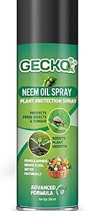 Gecko Cold Pressed Water Soluble Aerosol Neem Oil Spray Plants & Garden For Indoor And Outdoor Removes Aphids Mites Whiteflies Fungus Thriphs Mildew | 1x200ml | FORMULATION X2