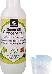 OrganicDews Neem Oil 1500 PPM (Water Soluble) Concentrate For Plants 500 ml With Measuring Cup 25 ml - Controls Garden Insects 500 ml