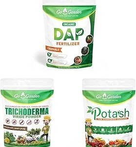 Go Garden Bio DAP Fertilizer 400g & Trichoderma Bio Fungicide 450g (Prevents Fungal & Bacterial Diseases) & Go Garden Organic Potash Granules 400g for Plant Growth, Flowering and Fruit Health