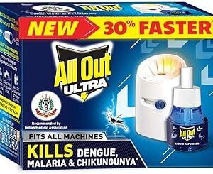 All Out Ultra Liquid Vaporizer, Machine + 1 Refill (45ml) | Kills Dengue, Malaria & Chikungunya Spreading Mosquitoes| India's Only Mosquito Killer Brand Recommended by Indian Medical Association