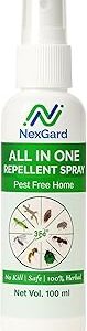 NexGard All-in-One Pest Repellent Spray (100ml) (Pack of 1) | Herbal Formula with Essential Oils | Repels Ants, Cockroaches, Lizards, Termites, Mosquitoes, Bed Bugs | Safe for Kids & Pets | No Kill