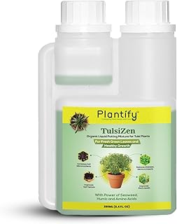 Plantify TulsiZen Organic Liquid Potting Mixture for Tulsi Plants, 250ml, Plant Growth Nutrient with Seaweed and Amino Acids, For Plant Growth and Flowering