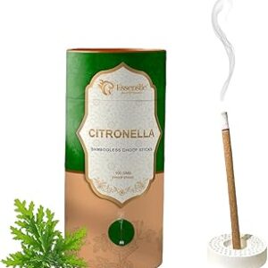 Essenstic Mosquito Repellent Dhoop Sticks (40+ Sticks) |100% Natural Bambooless Organic Dhup Batti | Chemical Free Citronella & Lemongrass Incense Sticks for Home, Office & Garden | Free Stand Inside