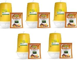 Chipku® Glass Trap & Fruit Fly Lure Pack of 5 Traps for Garden & Agriculture to Control Bactocera Dorsalis|Fruitfly Trap for Mango, Guava, Papaya & All Fruit Crop for Guaranteed Results