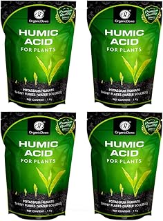 OrganicDews Organic Humic Acid 98 Fertilizer (Water Soluble) Shiny Flakes For Plants 4 Kg - Plant Growth Enhancer, Soil Conditioner, Improves Plant Root System 4 kg