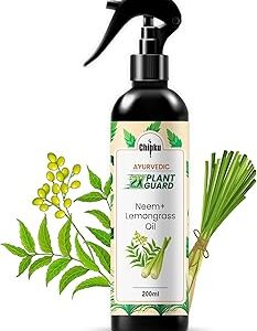 Chipku Ayurvedic Plant Guard 200ml Neem Oil + Lemongrass Oil Spray Ready To use Natural Pest Control with Fresh Citrus Scent | Pet-Safe & Chemical-Free
