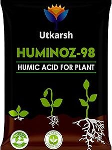Utkarsh Huminoz-98 Humic Acid (98%) for Plants | Fertilizer for Potted Plants, Home Garden, Growth Enhancer, Soil Conditioner, Improves Root System | (Set of 1; 250 gm)