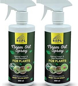 Repl Neem Oil Spray Natural Insect Repellent Spray For Plants 1000 ml | Mealy bugs spray for plants | Fungus Repellent for plants home| Repels Fungus, Mites, Flies | Mealy bug buster | Pack of 2