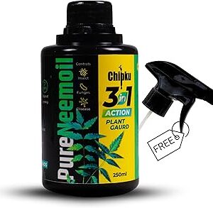 Chipku Pure Cold Pressed Water Soluble Neem Oil 250ml Pack of 2 With Free Spray Gun Concentrate For Plants & Garden For Indoor &Outdoor Removes Aphids Fungus Thriphs For Making 50 Neem Spray Bottles