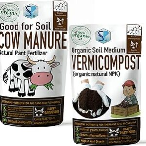 Shiviproducts Organic Combo of Vermicompost and Cow Manure for Gardening Plants (600 gm + 300 gm)