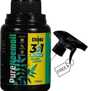 Chipku Pure Cold Pressed Water Soluble Neem Oil 100ml With Free Spray Gun Concentrate For Plants & Garden For Indoor And Outdoor Removes Aphids Fungus Thriphs Mildew For Making 20 Neem Spray Bottles