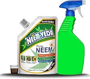 Home-Secure Neem-Veda neem oil for plants insects, make upto 50 plant protection spray | Removes fungus, kills mealy bugs aphids thrips, Pure Cold Pressed Water-Soluble 230ml