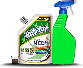 Home-Secure Neem-Veda neem oil for plants insects, make upto 50 plant protection spray | Removes fungus, kills mealy bugs aphids thrips, Pure Cold Pressed Water-Soluble 230ml