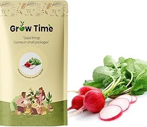 Growtime Scarlet Globe Radish Vegetable Seeds, Vegetable Seeds for Home Gardening, Vegetable Planting Seeds for Kitchen, Scarlet Globe Radish Seeds (Pack of 10g)