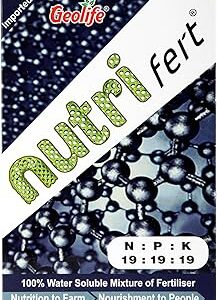 Geolife Nutri Fert NPK 19.19.19 Fertilizer | Water-Soluble Foliar Spray | Ideal for Plants, Gardens & All Crops (200 GM)