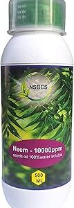 Radhe Agri Center Neem Oil Extract Insecticidal Spray, 10000 PPM Azadirachtin, Foliar Application, 1.5-3 ml per Litre (500 ML)