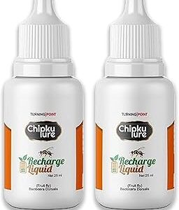 Chipku - Fruit Fly Bactocera Dorsalis attractant Recharge Liquid Methyl Eugenol, Long Lasting 100% Organic, Easy to Use for Mango, Papaya, Spota, Guava, Pomegranate, Sweet Fruit- 25 ml (Pack of 2)