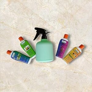 Evergreen Agro Tech Plant Care Organic Fertilizer Set, 4 Varieties for Fruiting and Flowering and one Sprayer