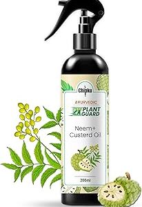 Chipku Ayurvedic Plant Guard 200ml Neem oil + Custard Apple Oil Spray Ready to use for Plants & Garden Powerful Pest Control 100% Organic Plant Protector Safe for Indoor & Outdoor Use
