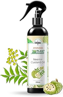 Chipku Ayurvedic Plant Guard 200ml Neem oil + Custard Apple Oil Spray Ready to use for Plants & Garden Powerful Pest Control 100% Organic Plant Protector Safe for Indoor & Outdoor Use