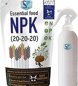 Shiviproducts NPK 20 20 20 Water Soluble Fertilizers for Plants Home Garden Fruiting and Flowering (200 gram) | Free Spray Bottle (200ml)