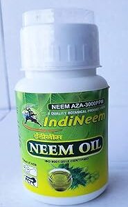 IndiNeem Neem Oil AZA - 3000 PPM Neem oil for Plants. Water soluble. Spray on plants and gardens. | Water soluble Neem Pesticide Good for Plant Health-100ml | Controls Sucking pest aphids, leaf hoppers, mealy bugs, chewing pest, white fly, thrips, mites.