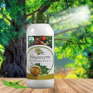 Alagaezyme Neem Oil EC Azadirachtin - 10000 PPM Neem oil for Plants. Water soluble. Spray on plants and gardens. | Water Soluble Good for Plant Health | Controls Sucking pest aphids, Leaf (1000 ML)
