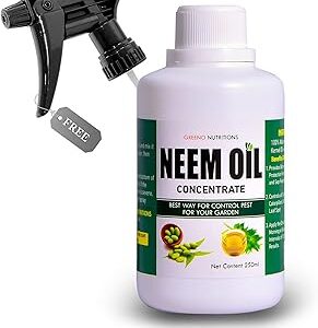 Greeno Nutritions 100% Pure Cold Pressed Water-Soluble Neem Oil For Plants 250ml | Natural Pest Control for Indoor & Outdoor | Treats & Remove Aphids, Fungus, Thrips, Mildew | Makes 62 Spray Bottles