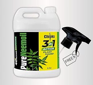 Chipku Pure Cold Pressed Water Soluble Neem Oil 5 Ltr With Free Spray Gun Concentrate For Plants & Garden For Indoor & Outdoor Removes Aphids Fungus Thriphs Mildew For Making 1000 Neem Spray Bottles