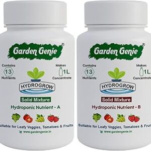 Garden Genie Hydroponic Nutrients A & B 450g | Solid Mixture for Vertical Farming, Fruits, Vegetables, Tomatoes & Flowers - Makes 2 Litre Concentrate & 200 Litre Solution