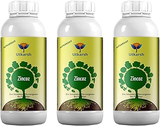 Utkarsh Zinc Solubilizing Microbes, Liquid Bio Fertilizer for Plants Growth, Increases Leaf Size & Promotes Healthy Green Foliage of Plants & Internode Length | Zincoz (3 Lit; Pack of 3 of 1 Lit)