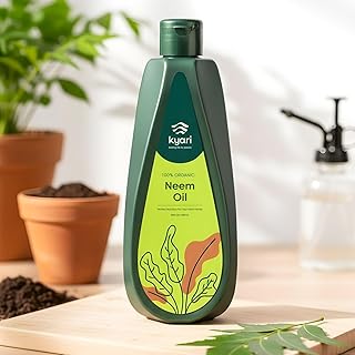 Kyari Neem Oil for Plants 500 ml | Cold-Pressed Organic Neem Oil Spray Concentrate | Natural Pesticide for Plants | Plant Protection Spray for Insects, Mites & Fungi