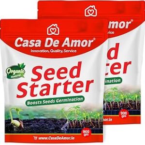 Casa De Amor Organic Seed Starter Mix for Seed Germination & Healthy Seedling Growth | Enriched with Organic Ingredients, Superior Moisture Retention & Nutrient-Rich Formula (900 gm, Pack of 2)