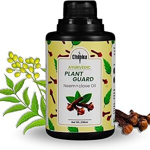 Chipku Ayurvedic Plant Guard 250ml Neem Oil + Clove Oil Spray Formulation| 100% Organic Plant Protector | Powerful Pest Control for Indoor & Outdoor Use For Making 50 Neem Spray Bottles