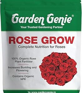 Garden Genie Rose Grow 800 Gm | Organic Plant Food Fertilizer for Rose Plant’s Growth & Flowering | Essential Nutrients, Promotes Vibrant Blooms