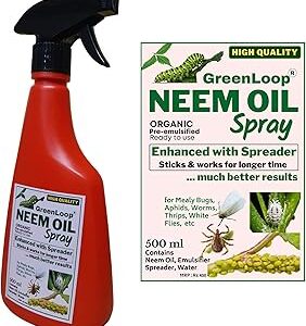 GreenLoop Neem Oil Spray, One Bottle, 500ml, Advanced, pre-emulsified with Spreader, Sticks & Works for Longer time.