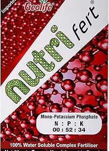 Geolife Nutri Fert NPK Fertilizer | Water-Soluble Foliar Spray | Ideal for Plants, Gardens & All Crops (NPK 00.52.34, 1KG)
